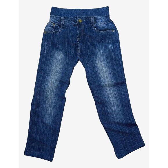 Capri High Waist Jegging Faux Blue Fade Jeans Leggings Small Lightweight Stretch - Picture 1 of 4